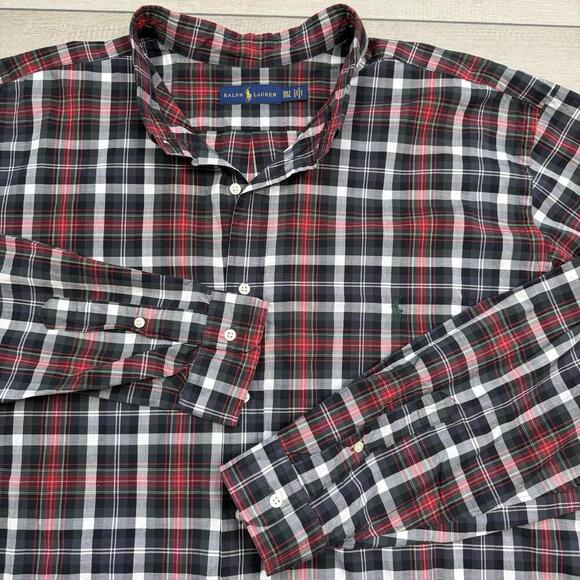 Polo Ralph Lauren 3XLT Red Black Plaid Shirt Long Sleeve Classic Fit Button Down - Picture 1 of 7